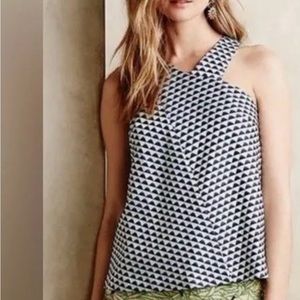 Anthropologie HD IN PARIS Embroidered Geometric Print Sleeveless Top Size 4